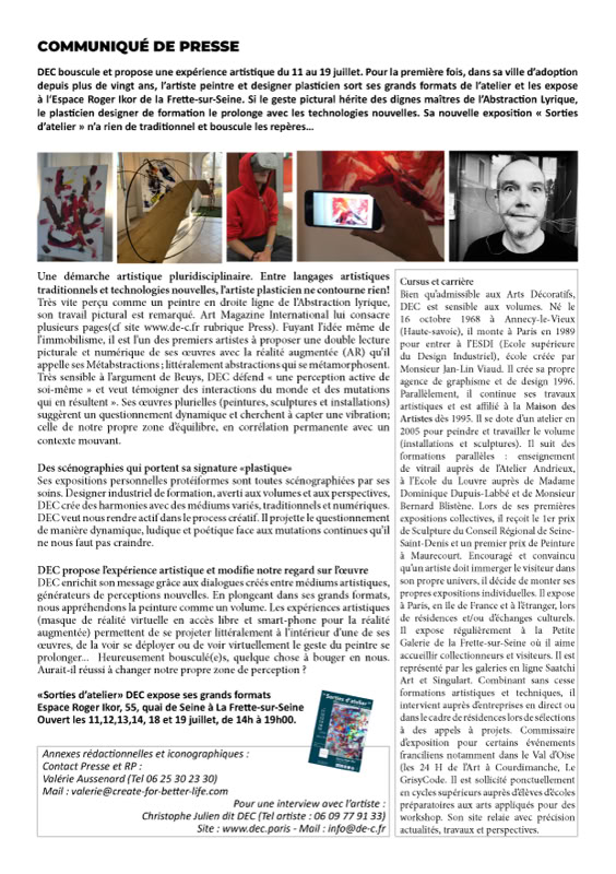 Retrouvez le communiqué de presse de la dernière installation de DEC